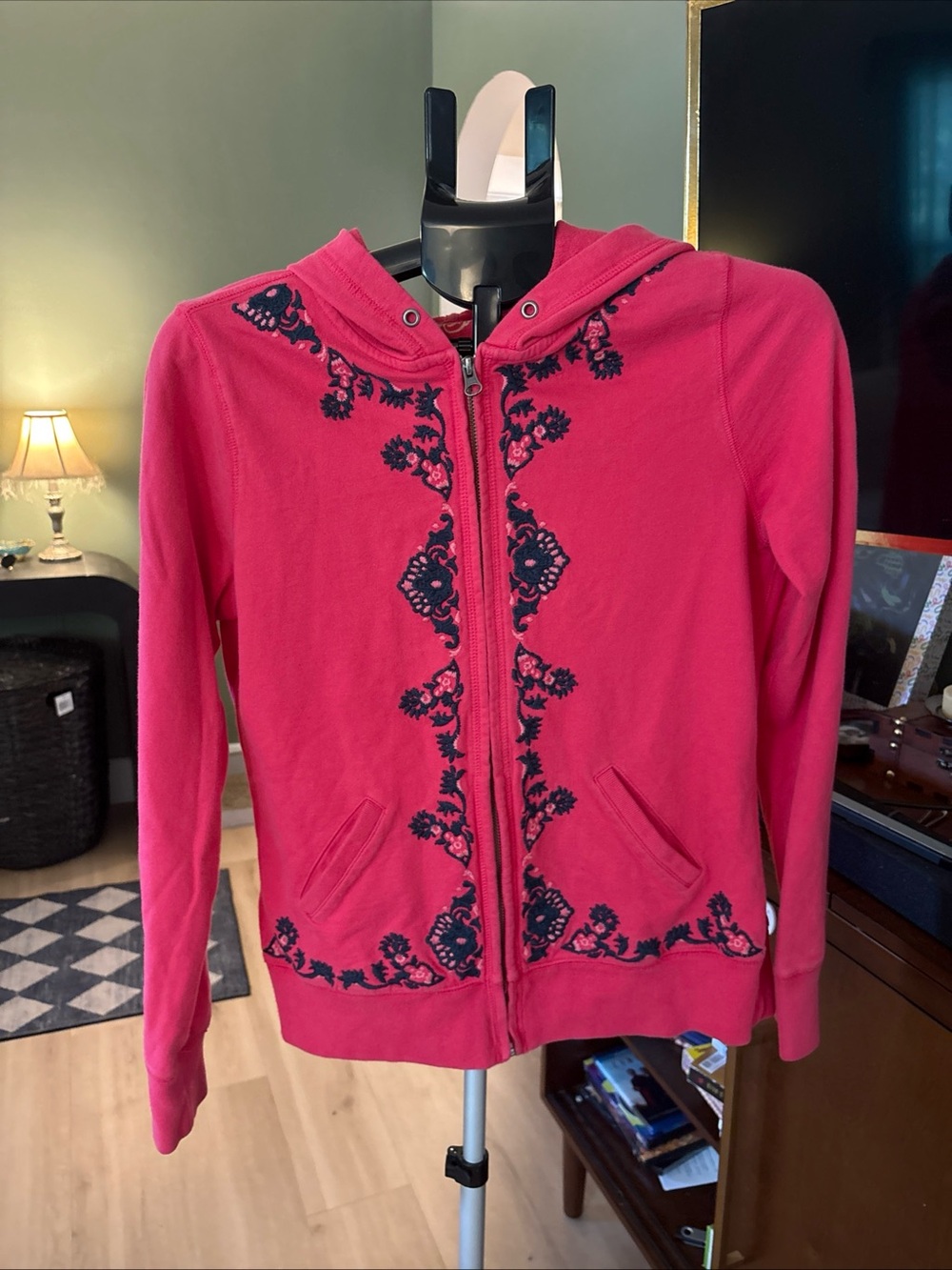 Lucky Brand Y2K Medium Hot Pink w/ navy Embroidery Jacket